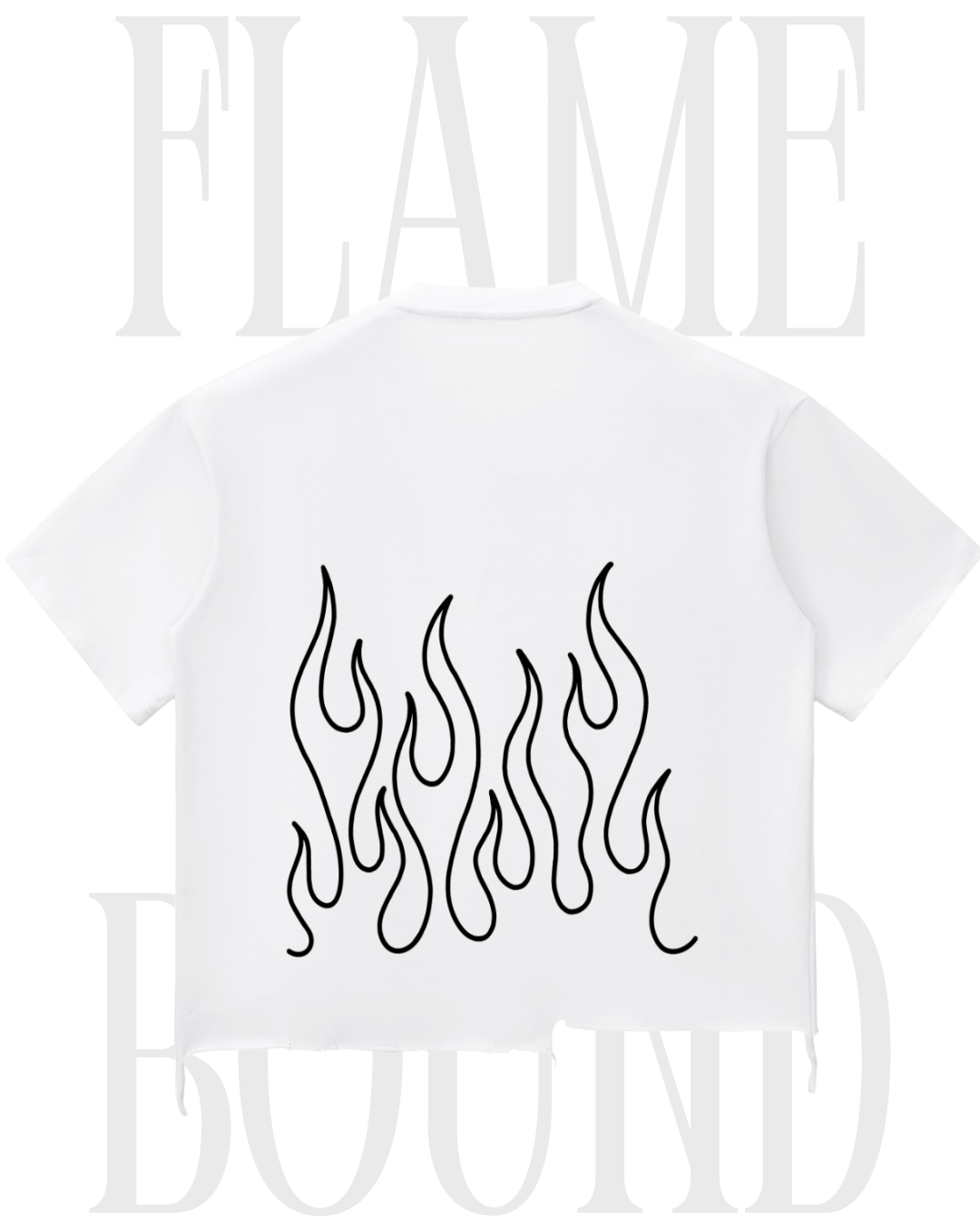 'FLAME BOUND' Raw-Hem Boxy T-Shirt