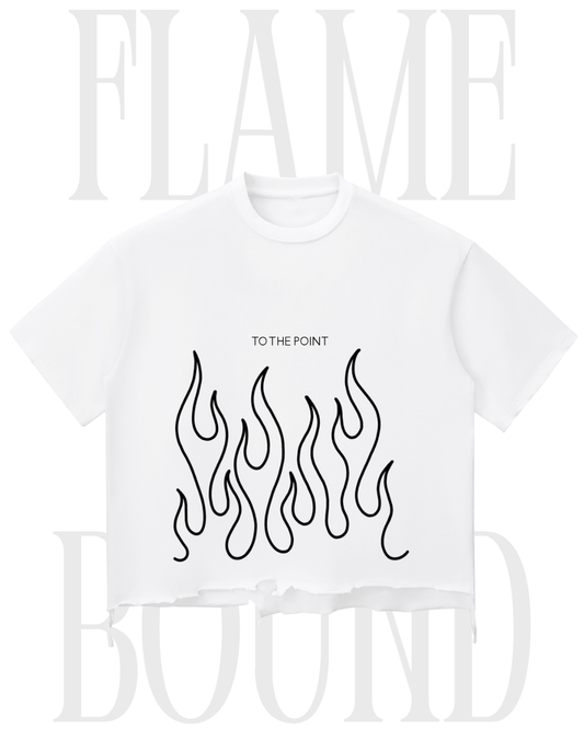 'FLAME BOUND' Raw-Hem Boxy T-Shirt