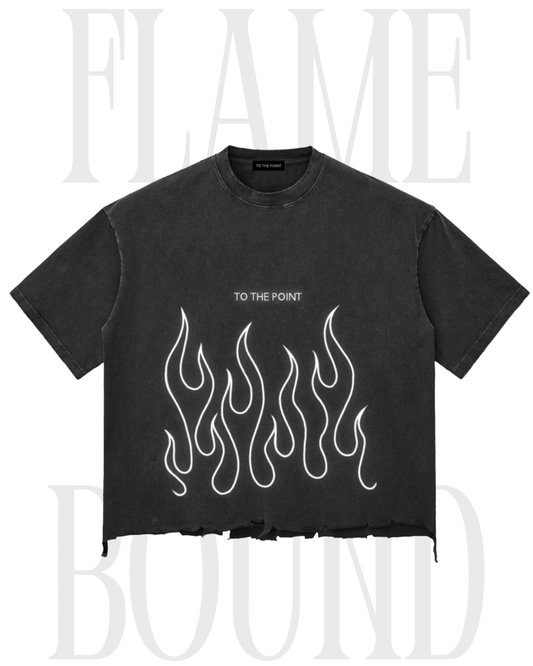 'FLAME BOUND' Raw-Hem Boxy T-Shirt