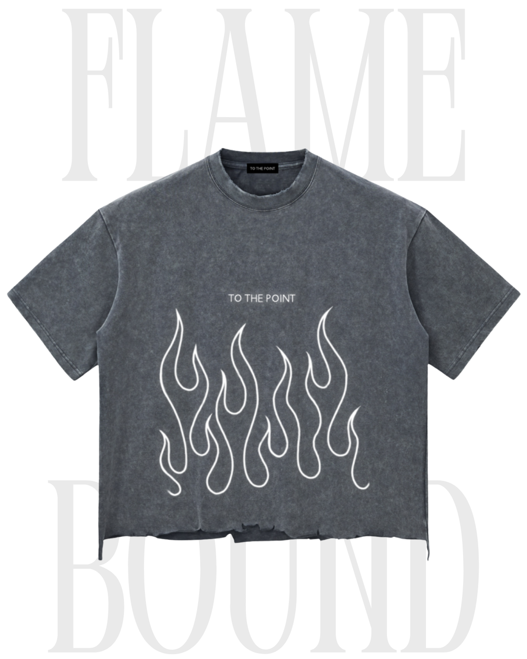 'FLAME BOUND' Raw-Hem Boxy T-Shirt