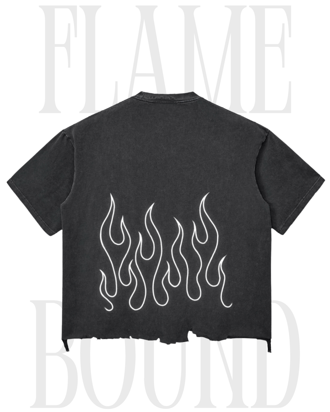 'FLAME BOUND' Raw-Hem Boxy T-Shirt