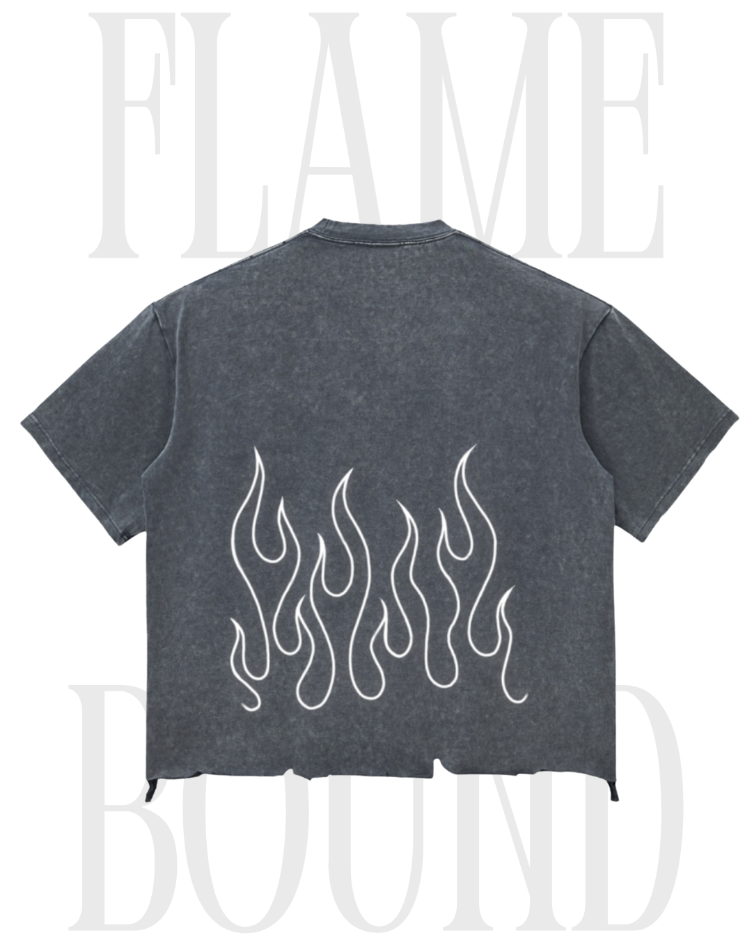 'FLAME BOUND' Raw-Hem Boxy T-Shirt