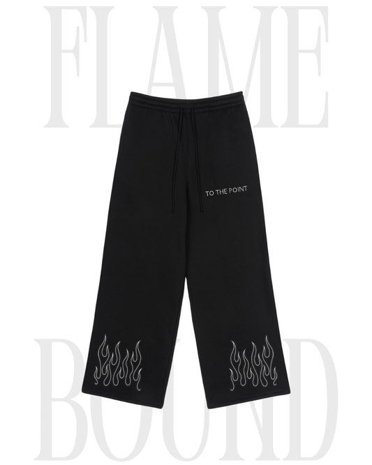 'FLAME BOUND' High Waisted Fleece Straight-Leg Joggers