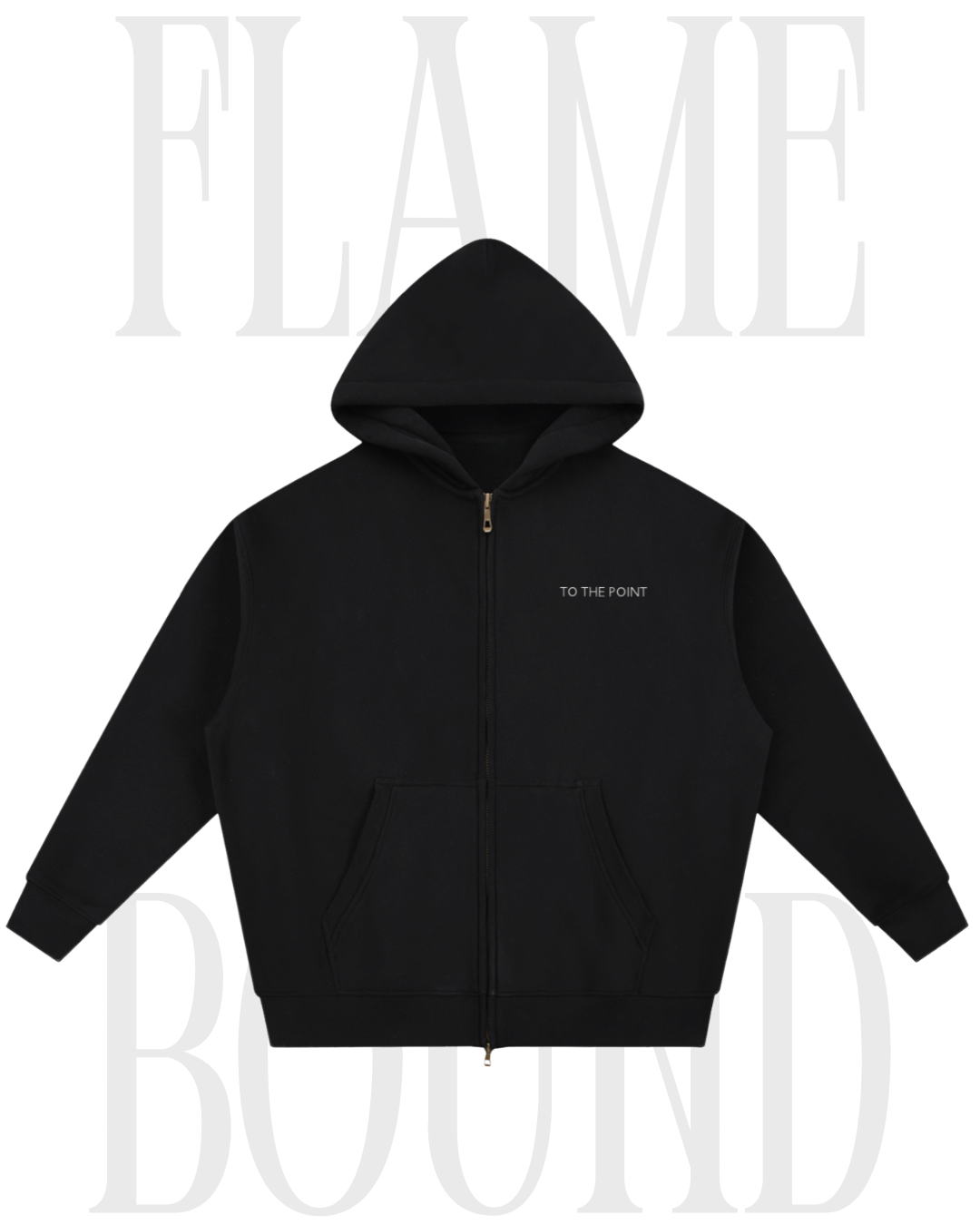 'FLAME BOUND' Oversized Fleeced Zip Through Hoodie