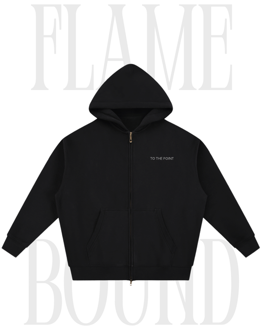 'FLAME BOUND' Oversized Fleeced Zip Through Hoodie