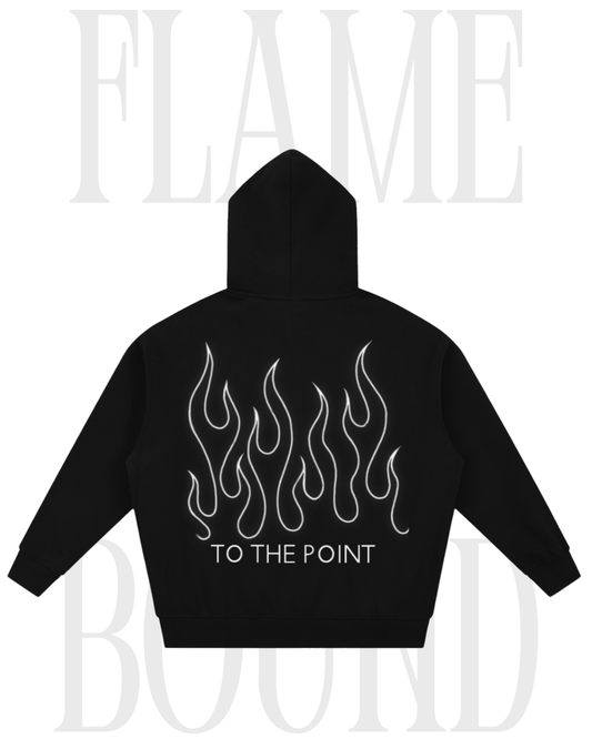 'FLAME BOUND' Oversized Fleeced Zip Through Hoodie