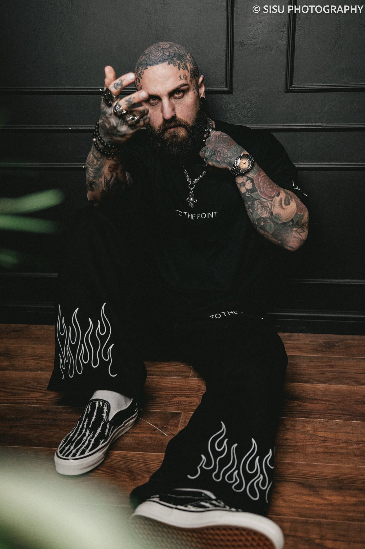 FLAME BOUND WIDE LEG FLEECED JOGGERS