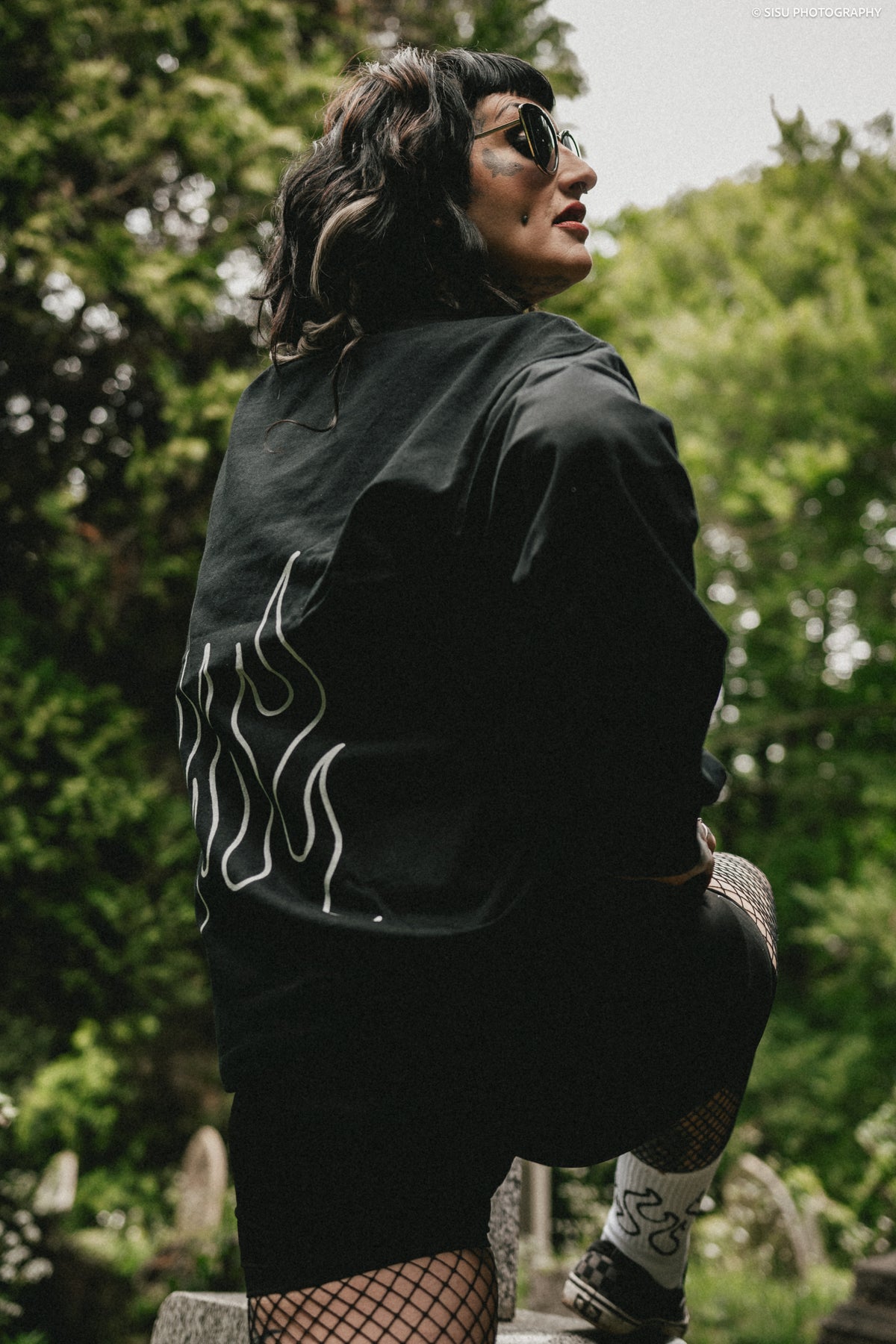 FLAME BOUND OVERSIZED LONG SLEEVE TOP